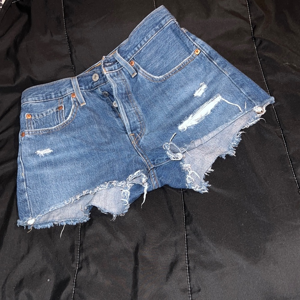 Levi Strauss Blue Jean Distressed Shorts